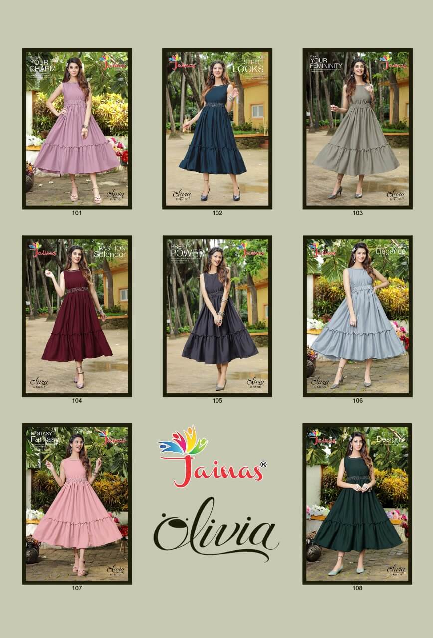 Jainas Olivia Party Wear Wholesale Anarkali Kurti Collection

